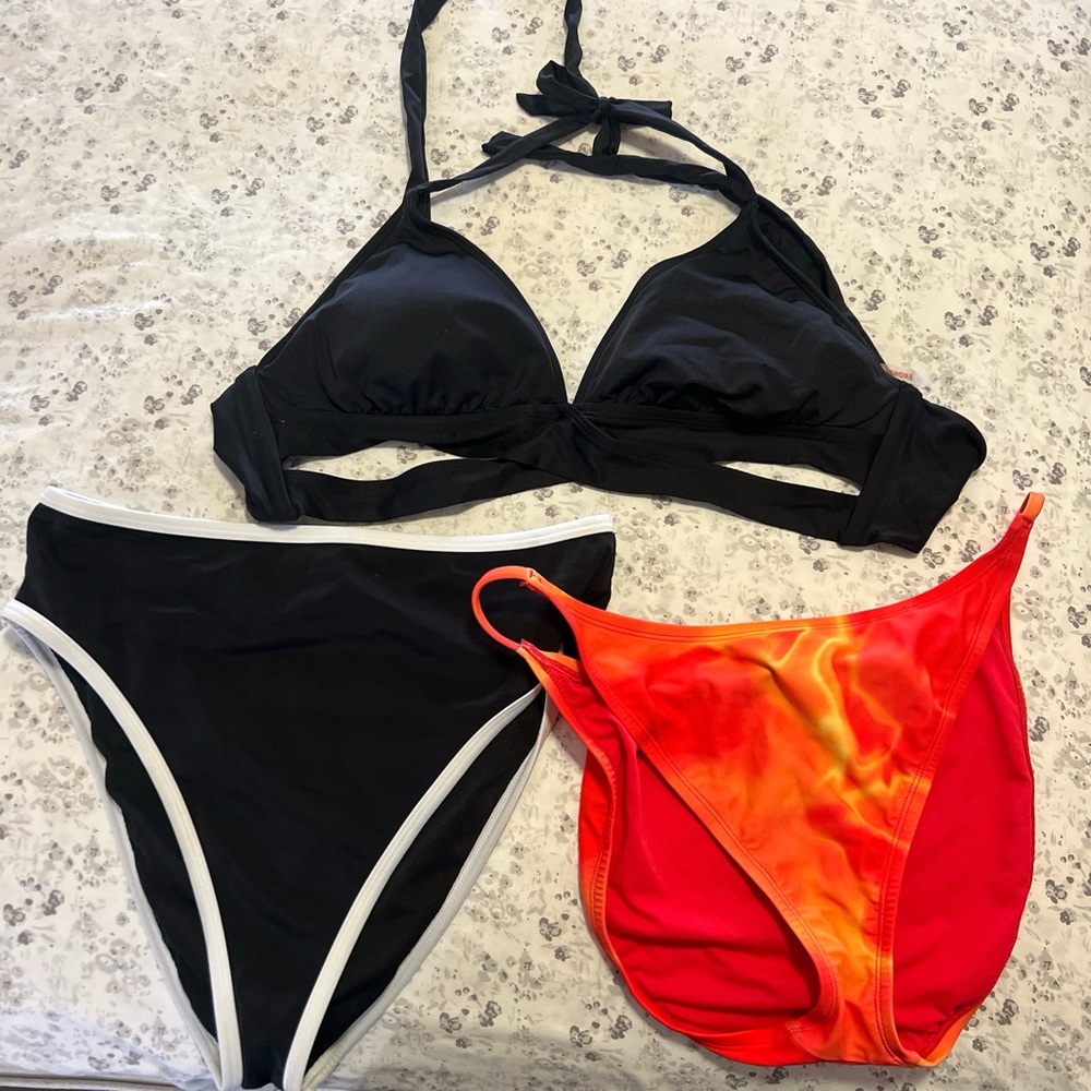 Black and Orange Women's Bikini Set